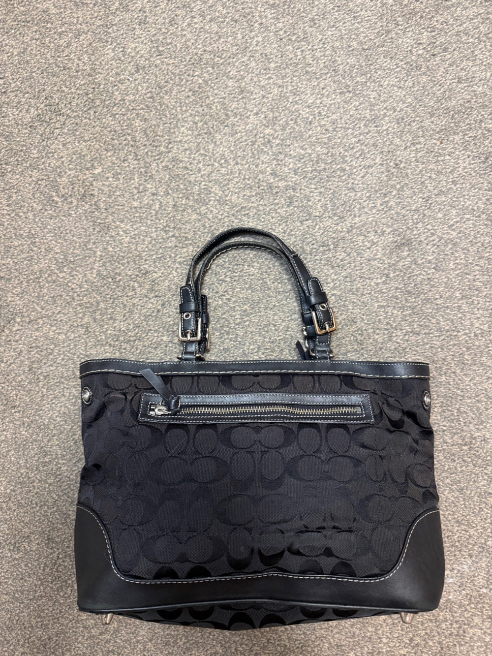 Vintage Coach Hampton Signature Satchel Black Canvas Leather Y2K Hobo code 6830